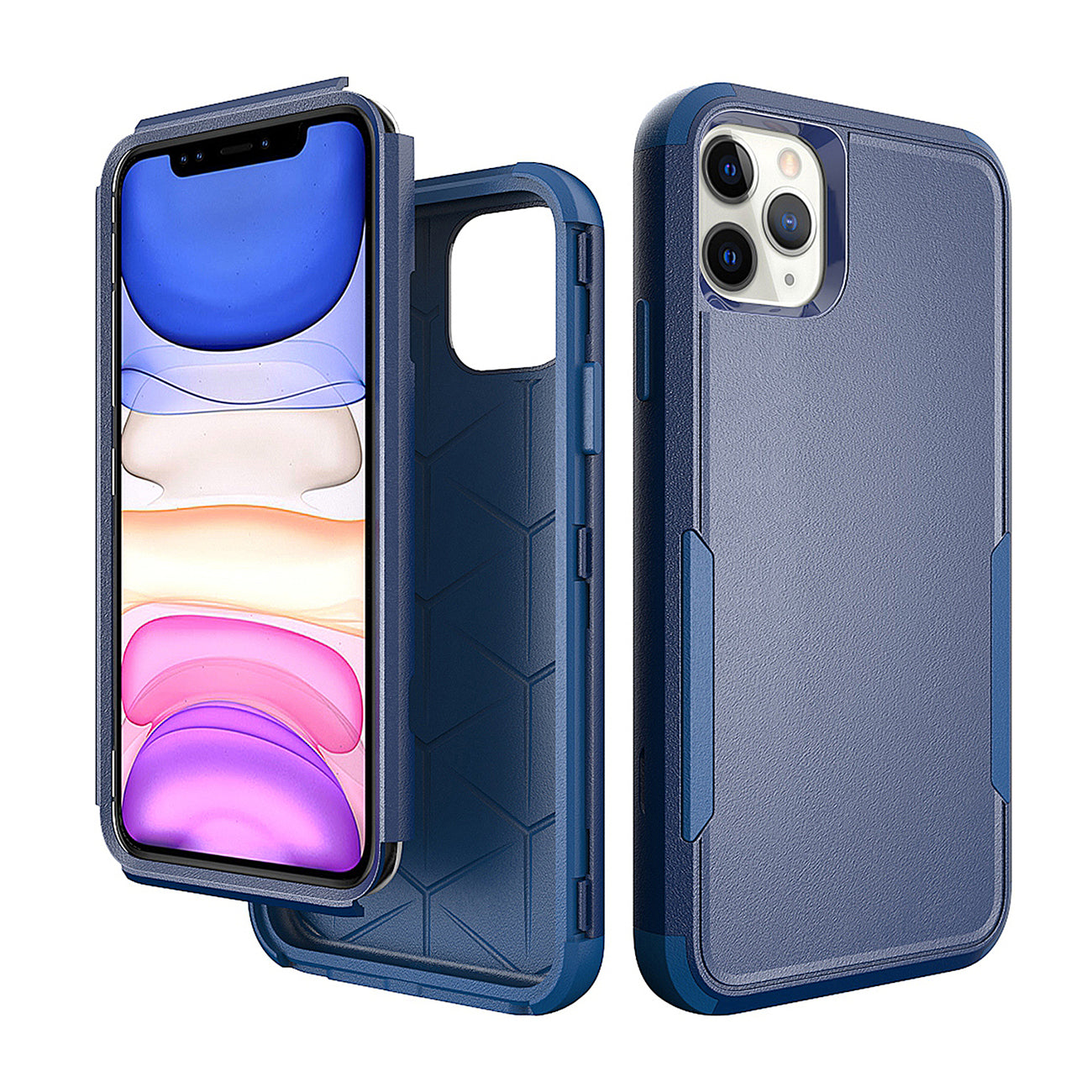 IPHONE 11 PRO Compatible 3in1 Hybrid Heavy Duty Defender Rugged Armor Case For APPLE IPHONE 11 PRO MAX In Blue - Durable Protection by CELL DEMAND