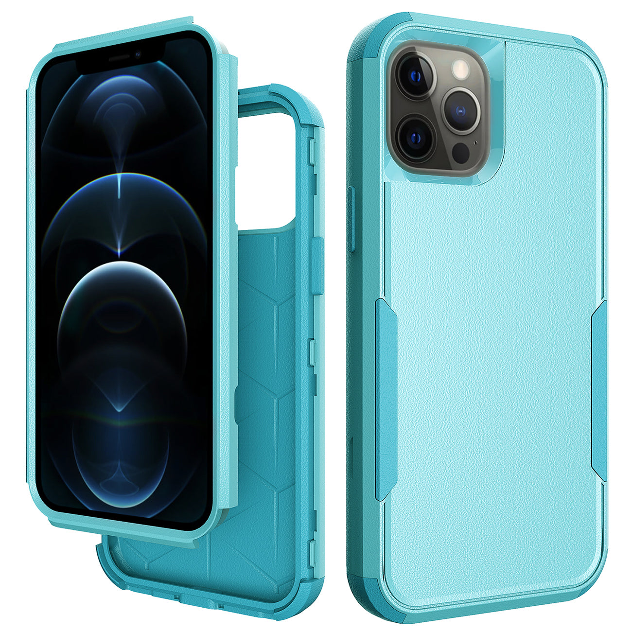 IPHONE 12 PRO Compatible 3in1 Hybrid Heavy Duty Defender Rugged Armor Case For APPLE IPHONE 12 PRO MAX In Blue - Premium Protection by CELL DEMAND