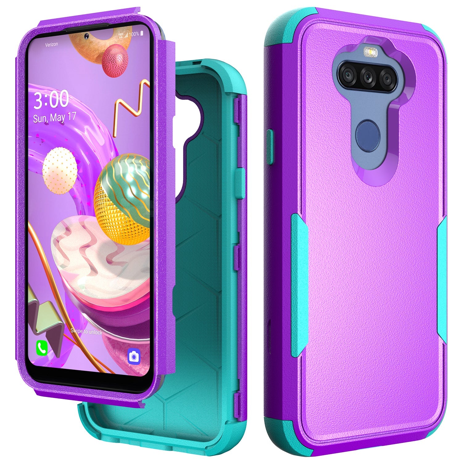3in1 Hybrid Heavy Duty Defender Rugged Armor Military Grade Protective Case For LG STYLO5 In Purple - Crystal Clear & Reliable | CELL DEMAND Official