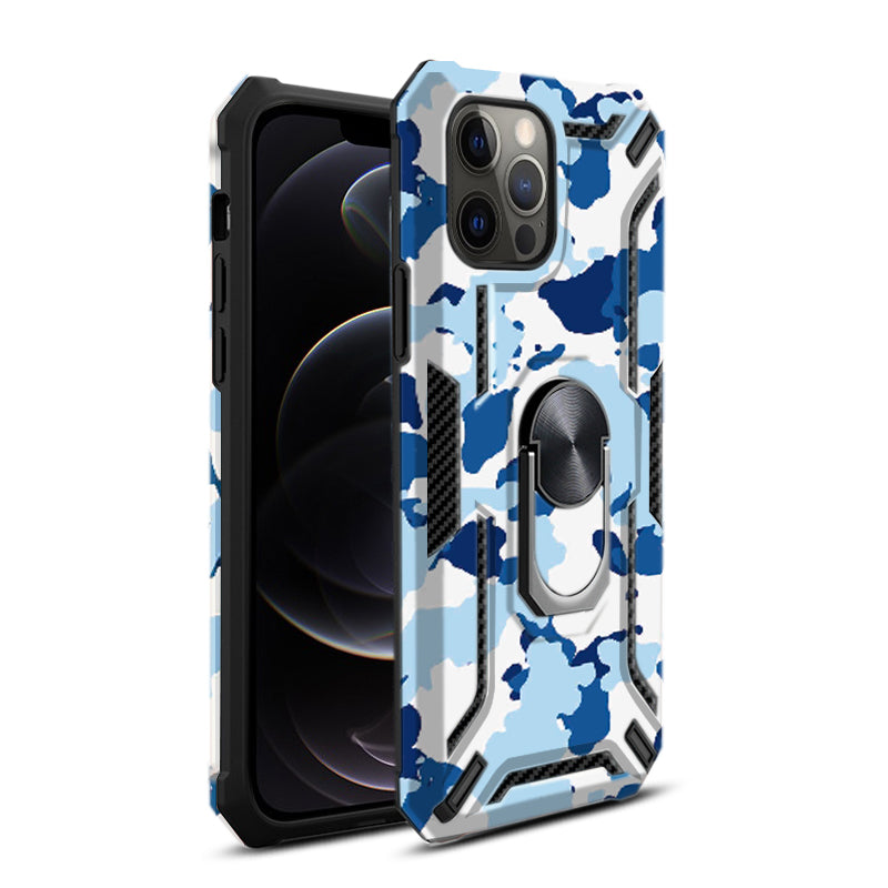 IPHONE 12 Compatible Phone Case with Magnetic Ring Holder For IPHONE 12/ IPHONE 12 PRO In Blue - Heavy Duty Protection by CELL DEMAND