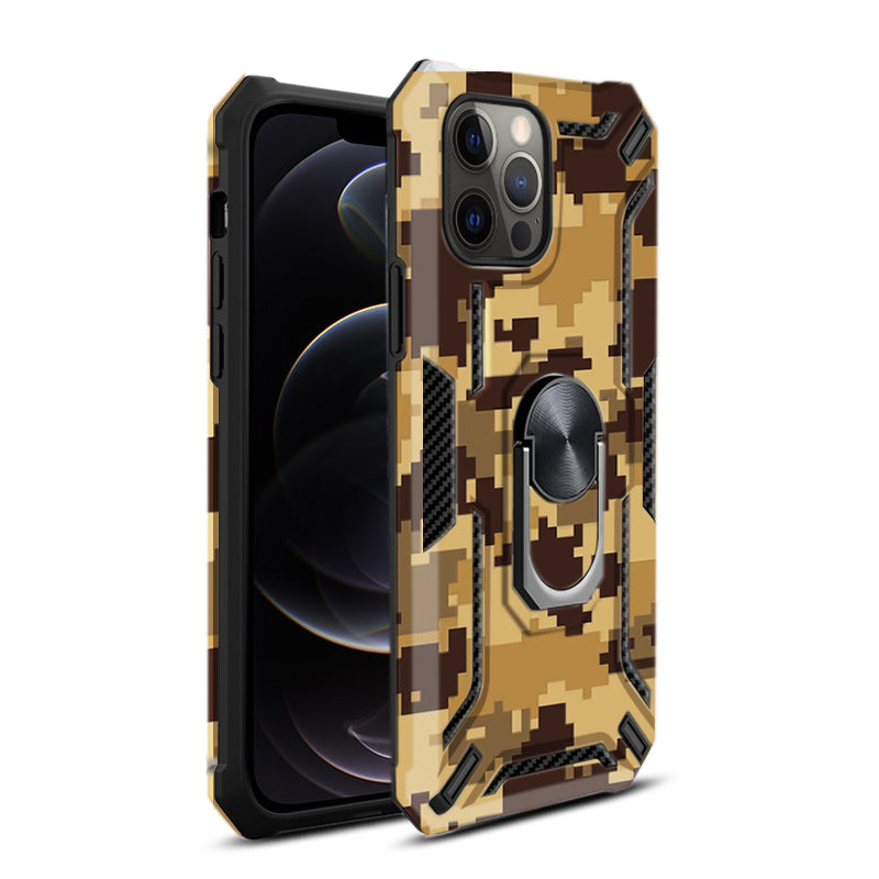 IPHONE 12 Compatible Phone Case with Magnetic Ring Holder For IPHONE 12/ IPHONE 12 PRO In Yellow - Heavy Duty Protection by CELL DEMAND