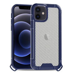 iPhone 12 Mini Compatible Shockproof PC Bumper Case With Carbon Fiber Pattern In Navy For iPhone 12 Mini - Heavy Duty Protection by CELL DEMAND