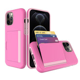 iPhone 12 Pro Compatible TPU PC Hybrid 2-in-1 Flip Card Holder Phone Case for Apple iPhone 12 Pro Max In Pink - Heavy Duty Protection by CELL DEMAND