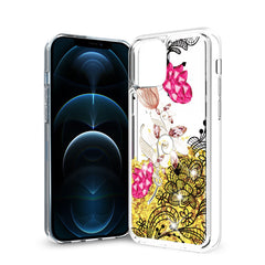 iPhone 12 Pro Max Glitter Case Moving Quicksand Yellow Floral - Durable & Reliable | CELL DEMAND Official