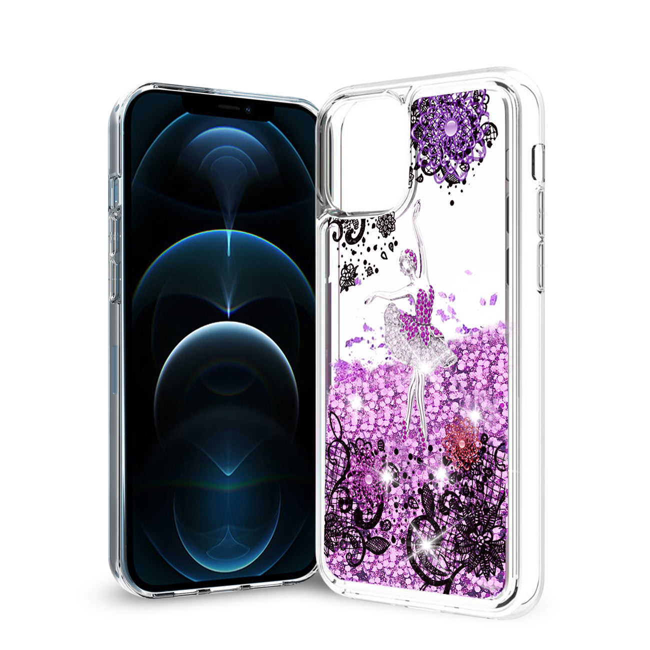 iPhone 12 / 12 Pro Glitter Case Moving Quicksand Purple Ballerina - Ultra-Slim & Reliable | CELL DEMAND Official