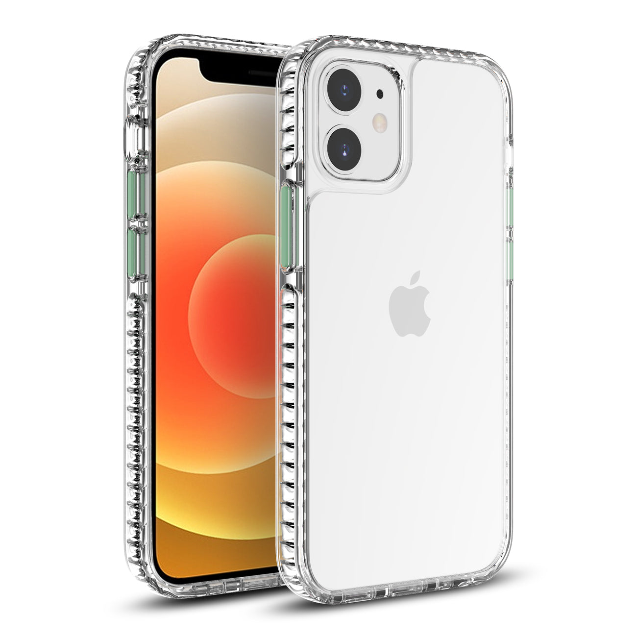 IPHONE 12 MINI Compatible TPU Bumper Shockproof Case With Embedded Coil In BlackAPPLE IPHONE 12 MINI In Clear Green - Premium Protection by CELL DEMAND
