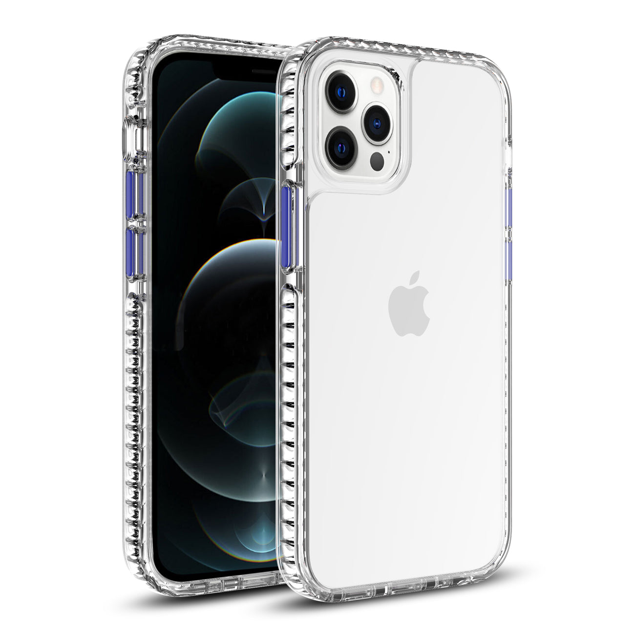 IPHONE 12 Compatible TPU Bumper Shockproof Case With Embedded Coil In BlackAPPLE IPHONE 12/IPHONE 12 PRO In Clear Navy - Durable Protection by CELL DEMAND