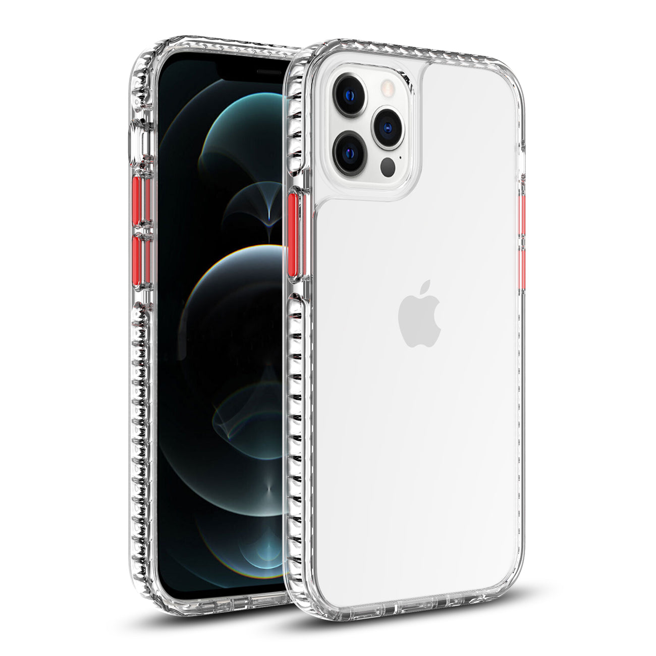 IPHONE 12 Compatible TPU Bumper Shockproof Case With Embedded Coil In BlackAPPLE IPHONE 12/IPHONE 12 PRO In Clear Red - Ultra-Slim Protection by CELL DEMAND
