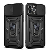 IPHONE 12 PRO Compatible Kickstand Ring Holder with Slide Camera Cover TPU Shockproof Case and Magnetic Car Mount for APPLE IPHONE 12 PRO MAX In Black - Ultra-Slim Protection by CELL DEMAND
