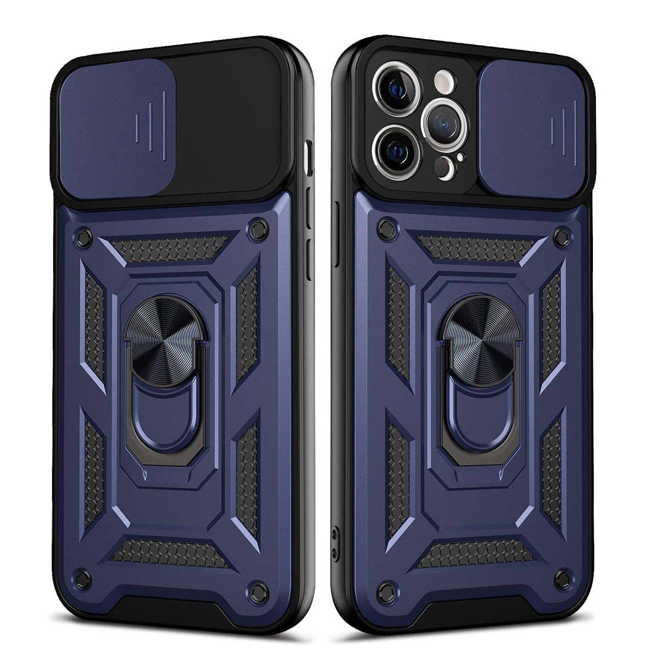 IPHONE 12 PRO Compatible Kickstand Ring Holder with Slide Camera Cover TPU Shockproof Case and Magnetic Car Mount for APPLE IPHONE 12 PRO MAX In Blue - Ultra-Slim Protection by CELL DEMAND