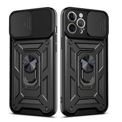 IPHONE 12 Compatible Kickstand Ring Holder with Slide Camera Cover TPU Shockproof Case and Magnetic Car Mount for APPLE IPHONE 12/IPHONE 12 PRO In Black - Premium Protection by CELL DEMAND
