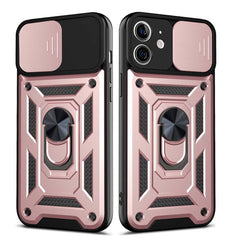 IPHONE 12 Compatible Kickstand Ring Holder with Slide Camera Cover TPU Shockproof Case and Magnetic Car Mount for APPLE IPHONE 12/IPHONE 12 PRO In Rose Gold - Premium Protection by CELL DEMAND