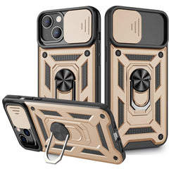IPHONE 13 Compatible Kickstand Ring Holder with Slide Camera Cover TPU Magnetic Car Mount for APPLE IPHONE 13 In Gold - Premium Protection by CELL DEMAND