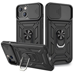 IPHONE 13 MINI Compatible Kickstand Ring Holder & Slide Camera Cover Magnetic Car Mount for APPLE IPHONE 13 MINI In Black - Heavy Duty Protection by CELL DEMAND