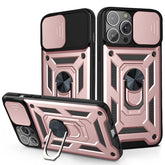 IPHONE 13 PRO Compatible Kickstand Ring Holder & Slide Camera Cover Magnetic Car Mount for APPLE IPHONE 13 PRO In Rose gold - Ultra-Slim Protection by CELL DEMAND