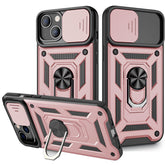 IPHONE 13 Compatible Kickstand Ring Holder & Slide Camera Cover Magnetic Car Mount for APPLE IPHONE 13 In Rose gold - Premium Protection by CELL DEMAND
