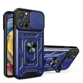 IPHONE 14 PRO Compatible Kickstand Ring Holder with Slide Camera Cover TPU Magnetic Car Mount for APPLE IPHONE 14 PRO MAX In Blue - Ultra-Slim Protection by CELL DEMAND