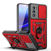 Kickstand Ring Holder with Slide Camera Cover TPU Shockproof Case and Magnetic Car Mount for MOTO G STYLUS 5G (2022) In Red - Crystal Clear & Reliable | CELL DEMAND Official