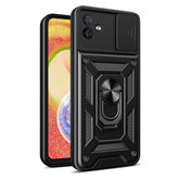 Kickstand Ring Holder with Slide Camera Cover TPU Magnetic Car Mount for GALAXY A04 In Black - Ultra-Slim & Reliable | CELL DEMAND Official