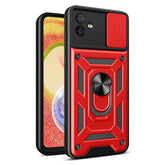 Kickstand Ring Holder with Slide Camera Cover TPU Magnetic Car Mount for GALAXY A04 In Red - Durable & Reliable | CELL DEMAND Official