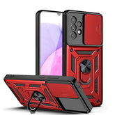 Kickstand Ring Holder with Slide Camera Cover TPU Shockproof Case and Magnetic Car Mount for SAMSUNG GALAXY A33 5G In Red - Crystal Clear & Reliable | CELL DEMAND Official