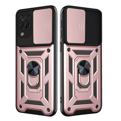 Kickstand Ring Holder with Slide Camera Cover TPU Shockproof Case and Magnetic Car Mount for SAMSUNG GALAXY A42 5G In Rose Gold - Ultra-Slim & Reliable | CELL DEMAND Official