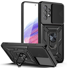 Kickstand Ring Holder with Slide Camera Cover TPU Magnetic Car Mount for GALAXY A53 5G In Black - Durable & Reliable | CELL DEMAND Official