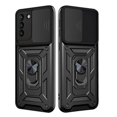 Kickstand Ring Holder with Slide Camera Cover TPU Shockproof Case and Magnetic Car Mount for SAMSUNG GALAXY S21/S30 PLUS In Black - Durable & Reliable | CELL DEMAND Official