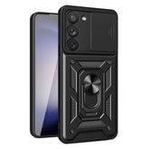 Kickstand Ring Holder with Slide Camera Cover TPU Magnetic Car Mount for GALAXY S23 In Black - Crystal Clear & Reliable | CELL DEMAND Official