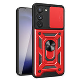 Kickstand Ring Holder with Slide Camera Cover TPU Magnetic Car Mount for GALAXY S23 PLUS In Red - Heavy Duty & Reliable | CELL DEMAND Official