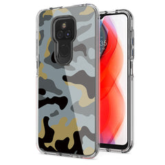 Camouflage Dual Layer Hybrid Hard Plastic and Soft TPU Rubber Case Cover for MOTOROLA G PLAY In Blue - Crystal Clear & Reliable | CELL DEMAND Official