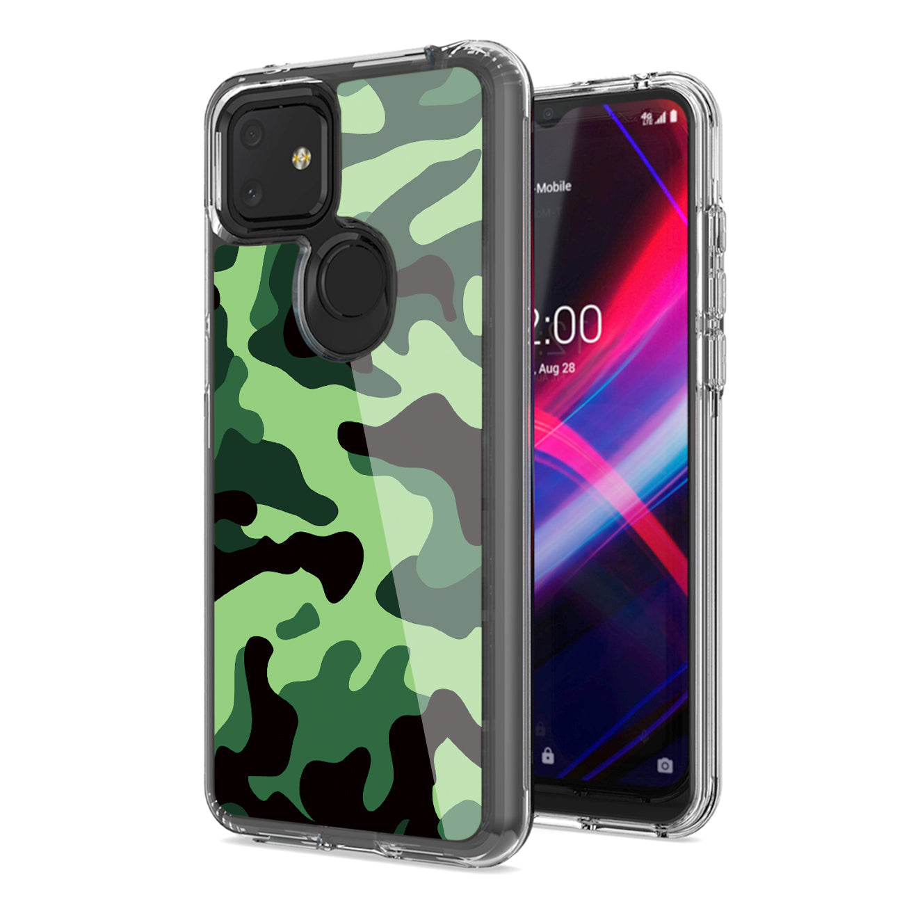 Camouflage Dual Layer Hybrid Hard Plastic and Soft TPU Rubber Case Cover for REVVL 4 PLUSE In Mint Green - Shockproof & Reliable | CELL DEMAND Official