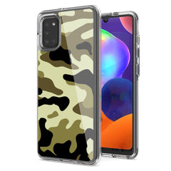 Camouflage Dual Layer Hybrid Hard Plastic and Soft TPU Rubber Case Cover for SAMSUNG GALAXY A31 In Green - Heavy Duty & Reliable | CELL DEMAND Official