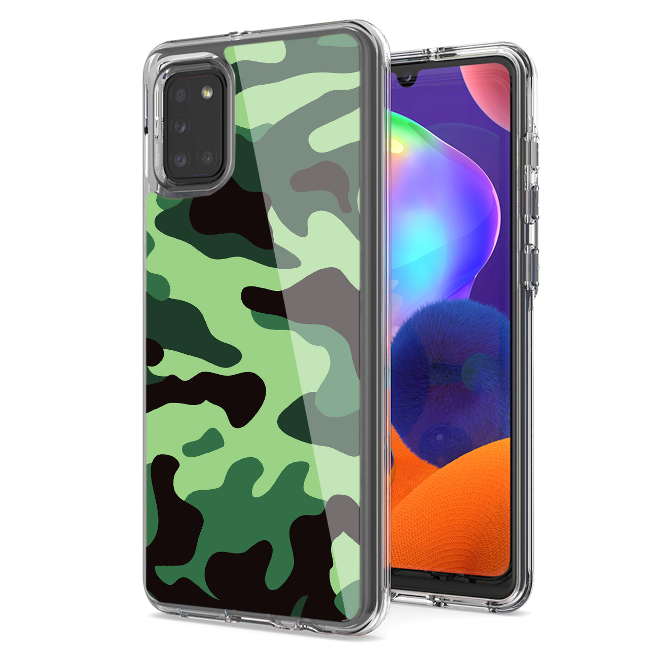 Camouflage Dual Layer Hybrid Hard Plastic and Soft TPU Rubber Case Cover for SAMSUNG GALAXY A31 In Mint Green - Durable & Reliable | CELL DEMAND Official