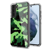 Camouflage Dual Layer Hybrid Hard Plastic and Soft TPU Rubber Case Cover for SAMSUNG GALAXY S21 FE In Mint Green - Ultra-Slim & Reliable | CELL DEMAND Official