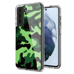 Camouflage Dual Layer Hybrid Hard Plastic and Soft TPU Rubber Case Cover for SAMSUNG GALAXY S21 FE In Mint Green - Ultra-Slim & Reliable | CELL DEMAND Official