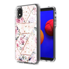 Flower Design Pattern Printing Dual Layer Hybrid Hard Plastic and Soft TPU Rubber Case Cover for SAMSUNG GALAXY S21 FE In Pink Base Flower - Premium & Reliable | CELL DEMAND Official