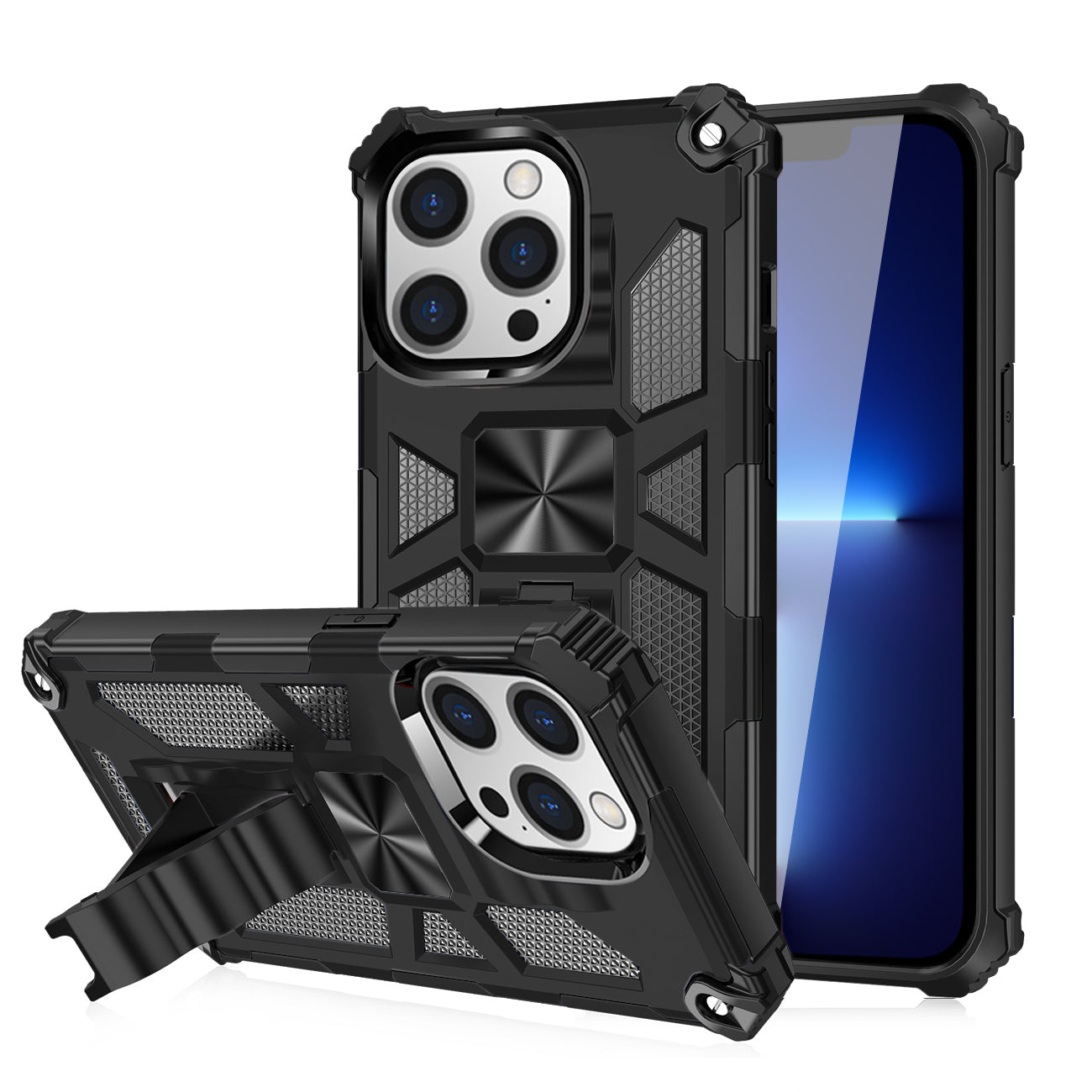 IPHONE 13 PRO Compatible Built-in Kickstand TPU Case with Magnetic Mount for APPLE IPHONE 13 PRO in Black - Premium Protection by CELL DEMAND