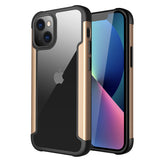 iPhone 13 Mini Compatible High Quality Clean PC,TPU and Metal Bumper Case For iPhone 13 Mini In Gold - Shockproof Protection by CELL DEMAND