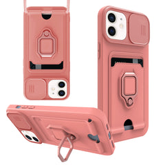 iPhone 12 Compatible High Quality iPhone 12 Case with Camera cover, Kickstand, Slide lens protection, Magnetic ring stand, Crossbody strap and Card holder In Pink - Ultra-Slim Protection by CELL DEMAND