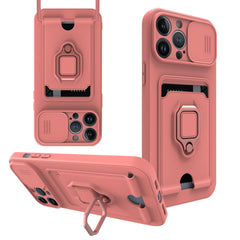 iPhone 12 Pro Compatible High Quality iPhone 12 Pro Case with Camera cover, Kickstand, Slide lens protection, Magnetic ring stand, Crossbody strap and Card holder In Pink - Ultra-Slim Protection by CELL DEMAND