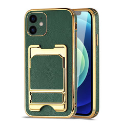 IPHONE 12 Leather Case with Card Holder In Green - Heavy Duty & Reliable | CELL DEMAND Official
