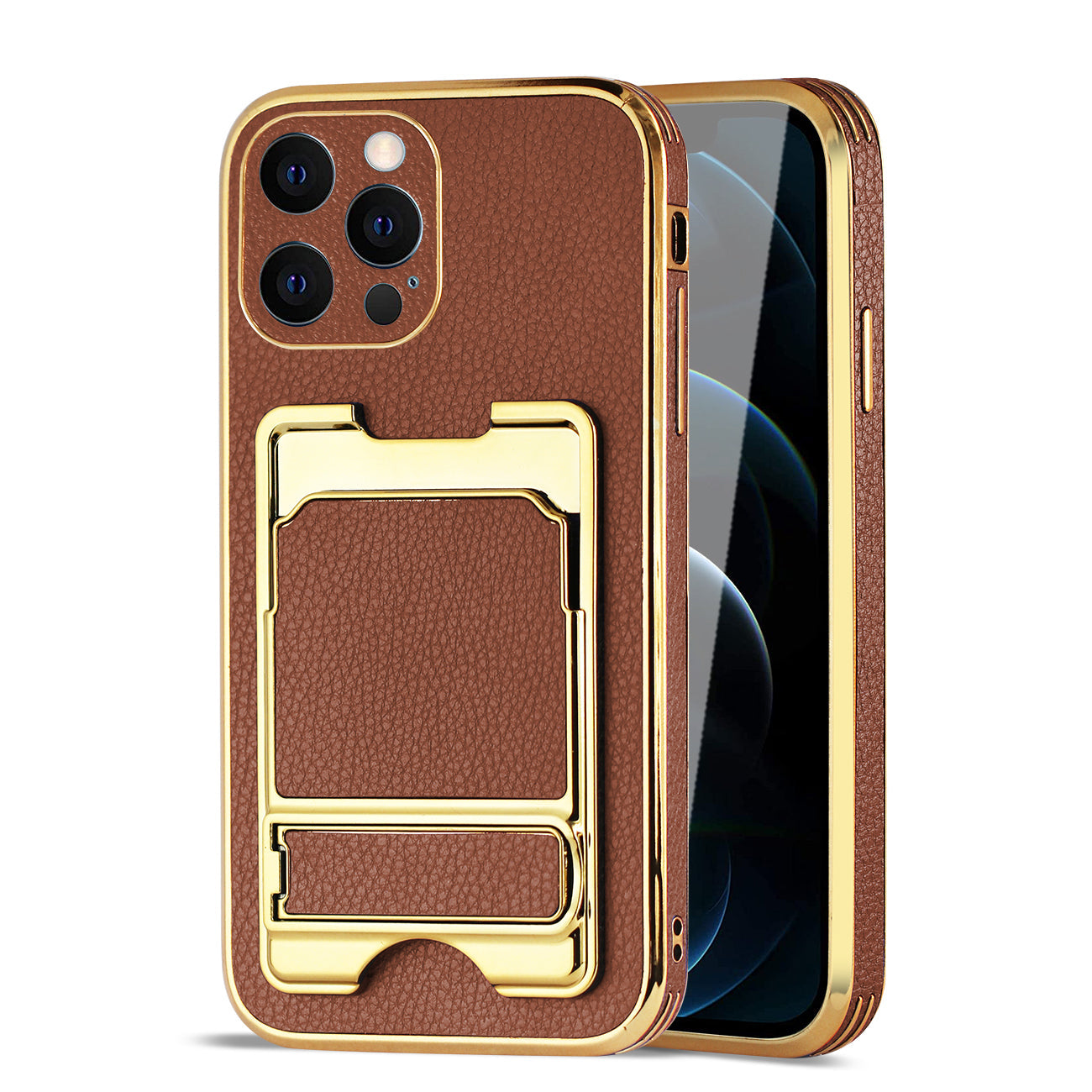 IPHONE 12 Max Leather Case with Card Holder In Brown - Durable & Reliable | CELL DEMAND Official