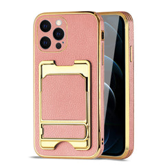 IPHONE 12 Max Leather Case with Card Holder In Pink - Shockproof & Reliable | CELL DEMAND Official