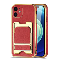 IPHONE 12 Leather Case with Card Holder In Red - Durable & Reliable | CELL DEMAND Official