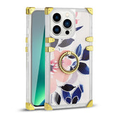 IPHONE 13 Floral Print Case with Ring Holder In Blue - Heavy Duty & Reliable | CELL DEMAND Official