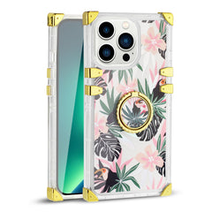 IPHONE 13 Floral Print Case with Ring Holder In Pink - Shockproof & Reliable | CELL DEMAND Official