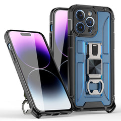 IPHONE 14 PRO Compatible Kickstand Ring Holder/Bottle Opener with Magnetic Car Mount for IPHONE 14 PRO In Blue - Crystal Clear Protection by CELL DEMAND