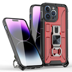 IPHONE 14 PRO Compatible Kickstand Ring Holder/Bottle Opener with Magnetic Car Mount for IPHONE 14 PRO In Red - Heavy Duty Protection by CELL DEMAND