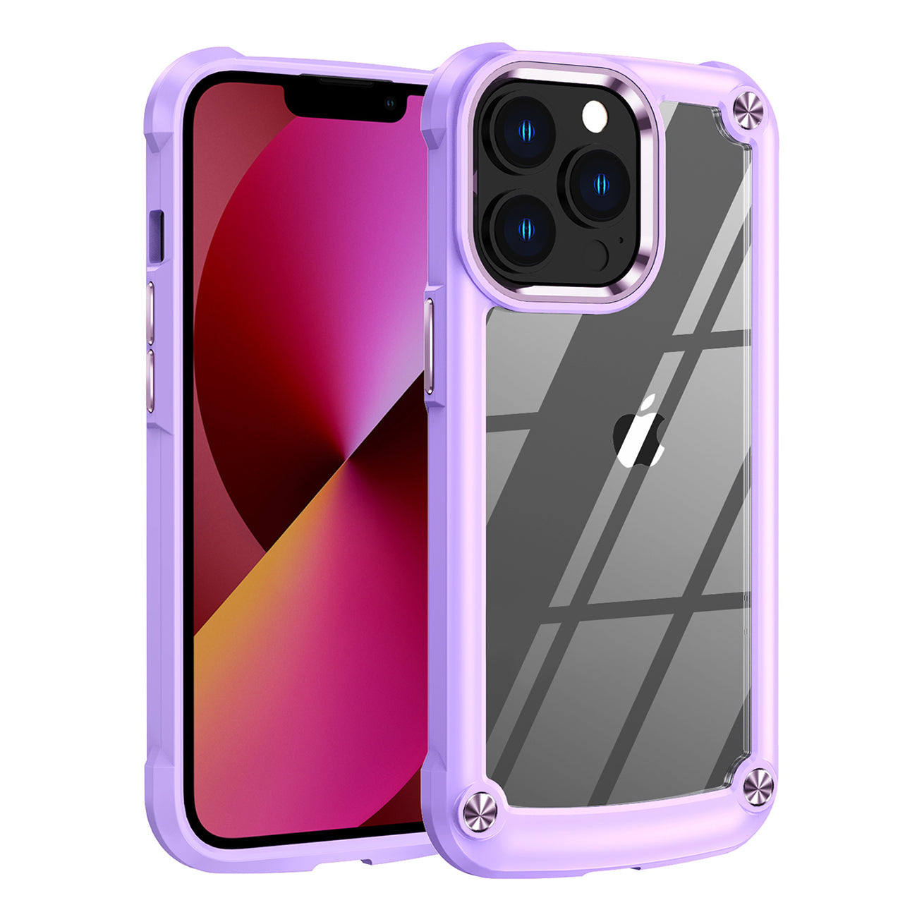 iPhone 13 PRO Compatible High Quality Clean PC,TPU and Metal Bumper Case For iPhone 13 PRO In Purple - Durable Protection by CELL DEMAND